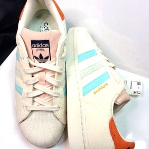 Adidas Superstar White Brick Red Blue